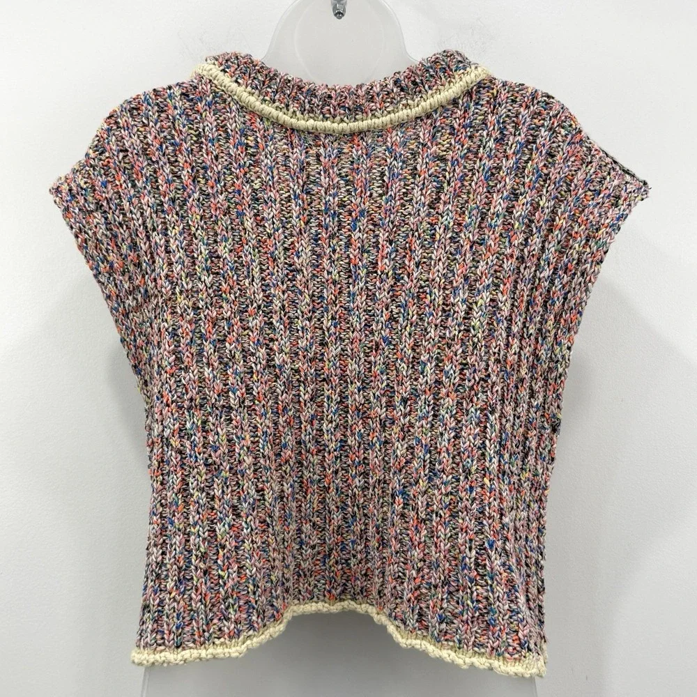 Free People Desert Heat Sweater Vest XS Rainbow Boho Hippie Indie Marled Retro